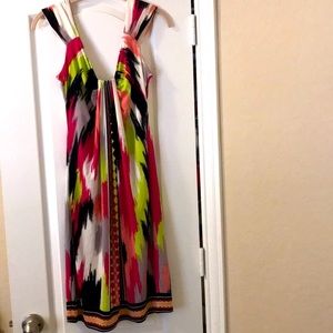 Signature London Style Midi Dress Tye Die Neon Multicolored Women’s Size M